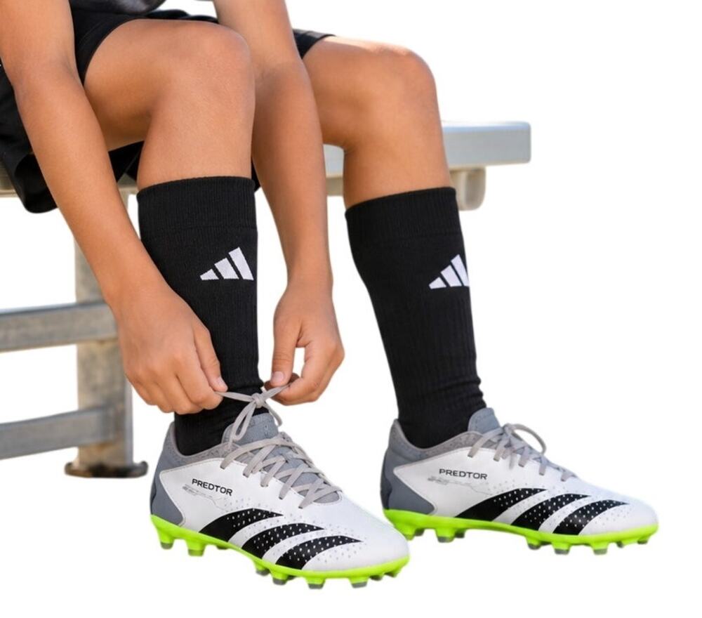 Adidas Predator White Gray Black Green Soccer Cleats Size 5